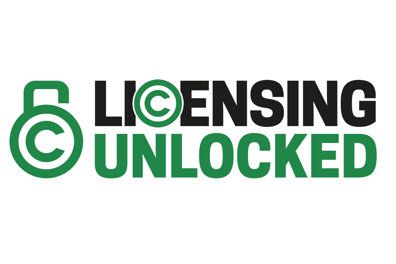 A monitor showing multiple images from Licensing Unlocked, a educational platform for the brand licensing industry. 